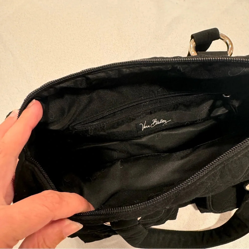 Vera Bradley black cargo microfiber satchel